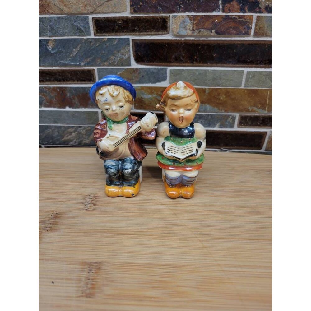 Vintage Salt Pepper Shakers Boy Girl Hummel Style Reproduction Japan
